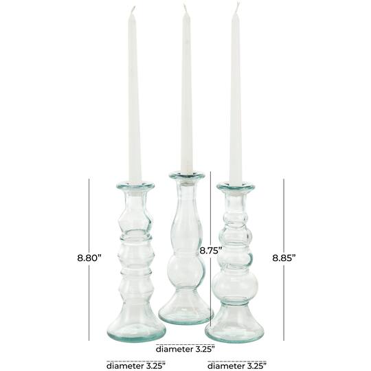 Clear Recycled Glass Candle Holder Set